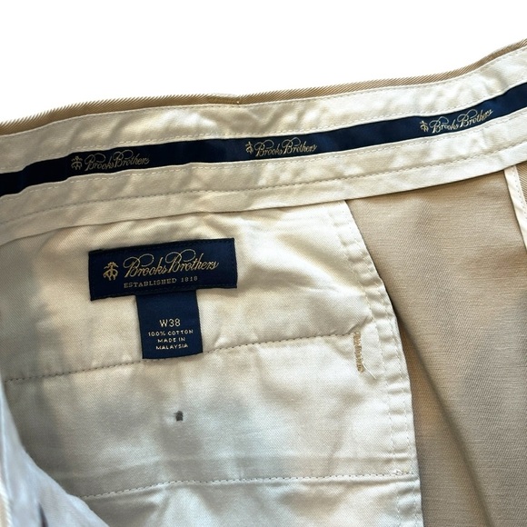 Brooks Brothers 9” Classic Chino Flat Front Shorts 100% Cotton Khaki Tan Mens 38 - Picture 5 of 5